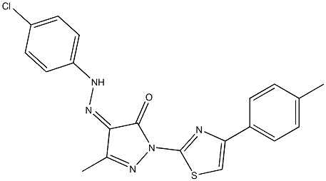 3-methyl-1-[4-(4-methylphenyl)-1,3-thiazol-2-yl]-1H-pyrazole-4,5-dione 4-[N-(4-chlorophenyl)hydrazone] Struktur