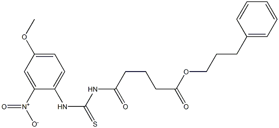 3-phenylpropyl 5-{[(4-methoxy-2-nitroanilino)carbothioyl]amino}-5-oxopentanoate Struktur