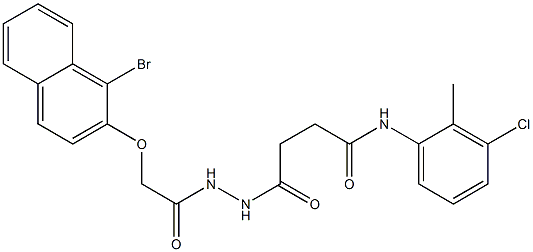 4-(2-{2-[(1-bromo-2-naphthyl)oxy]acetyl}hydrazino)-N-(3-chloro-2-methylphenyl)-4-oxobutanamide Struktur