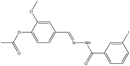 4-{[(E)-2-(3-iodobenzoyl)hydrazono]methyl}-2-methoxyphenyl acetate Struktur