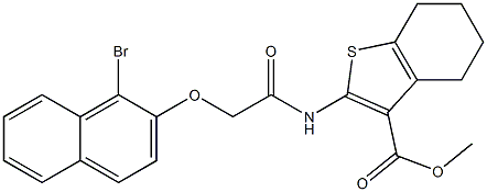 methyl 2-({2-[(1-bromo-2-naphthyl)oxy]acetyl}amino)-4,5,6,7-tetrahydro-1-benzothiophene-3-carboxylate Struktur