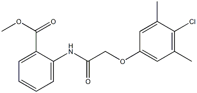 methyl 2-{[2-(4-chloro-3,5-dimethylphenoxy)acetyl]amino}benzoate Struktur