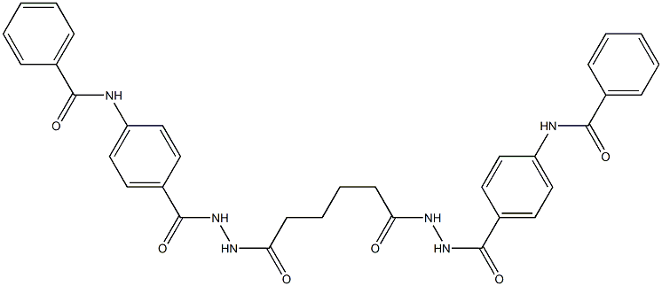 N-(4-{[2-(6-{2-[4-(benzoylamino)benzoyl]hydrazino}-6-oxohexanoyl)hydrazino]carbonyl}phenyl)benzamide Struktur