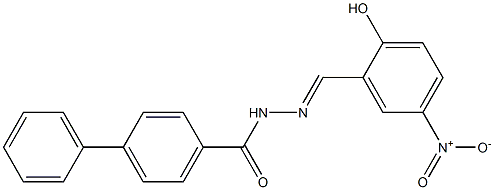 N'-[(E)-(2-hydroxy-5-nitrophenyl)methylidene][1,1'-biphenyl]-4-carbohydrazide Struktur