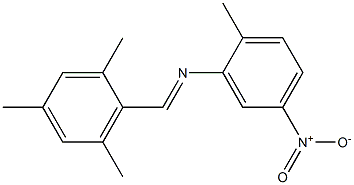 N-[(E)-mesitylmethylidene]-N-(2-methyl-5-nitrophenyl)amine Struktur