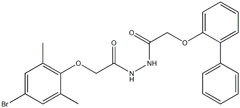 N'-[2-([1,1'-biphenyl]-2-yloxy)acetyl]-2-(4-bromo-2,6-dimethylphenoxy)acetohydrazide Struktur