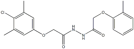 N'-[2-(4-chloro-3,5-dimethylphenoxy)acetyl]-2-(2-methylphenoxy)acetohydrazide Struktur