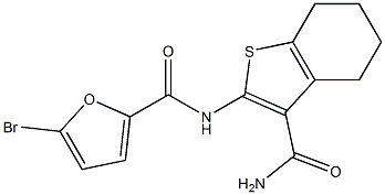 N-[3-(aminocarbonyl)-4,5,6,7-tetrahydro-1-benzothiophen-2-yl]-5-bromo-2-furamide Struktur