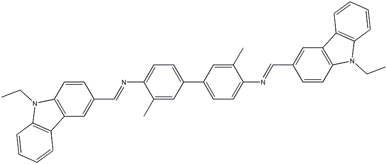 N-[(E)-(9-ethyl-9H-carbazol-3-yl)methylidene]-N-(4'-{[(E)-(9-ethyl-9H-carbazol-3-yl)methylidene]amino}-3,3'-dimethyl[1,1'-biphenyl]-4-yl)amine Struktur