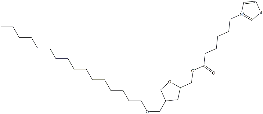 3-[6-[[Tetrahydro-4-hexadecyloxymethylfuran]-2-ylmethoxy]-6-oxohexyl]thiazolium Struktur