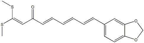 (4E,6E,8E)-9-[3,4-Methylenedioxyphenyl]-1,1-bis(methylthio)-1,4,6,8-nonatetren-3-one Struktur