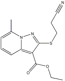 2-[(2-Cyanoethyl)thio]-7-methylpyrazolo[1,5-a]pyridine-3-carboxylic acid ethyl ester Struktur