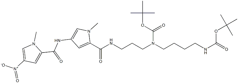 4-[[4-Nitro-1-methyl-1H-pyrrol-2-yl]carbonylamino]-N-[3-[(tert-butoxycarbonyl)[4-(tert-butoxycarbonylamino)butyl]amino]propyl]-1-methyl-1H-pyrrole-2-carboxamide Struktur