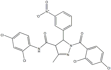 N-(2,4-Dichlorophenyl)-5-(3-nitrophenyl)-1-(2,4-dichlorobenzoyl)-3-methyl-4,5-dihydro-1H-pyrazole-4-carboxamide Struktur