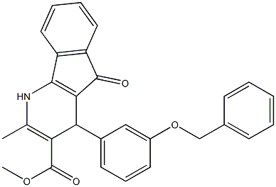 4,5-Dihydro-2-methyl-4-(3-benzyloxyphenyl)-5-oxo-1H-indeno[1,2-b]pyridine-3-carboxylic acid methyl ester Struktur