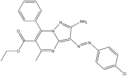 2-Amino-3-(4-chlorophenylazo)-5-methyl-7-phenylpyrazolo[1,5-a]pyrimidine-6-carboxylic acid ethyl ester Struktur