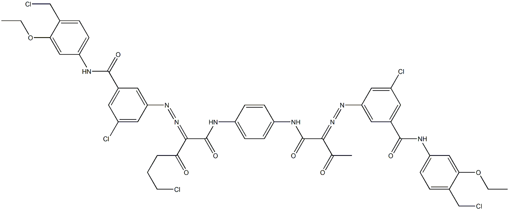 3,3'-[2-(2-Chloroethyl)-1,4-phenylenebis[iminocarbonyl(acetylmethylene)azo]]bis[N-[4-(chloromethyl)-3-ethoxyphenyl]-5-chlorobenzamide] Struktur