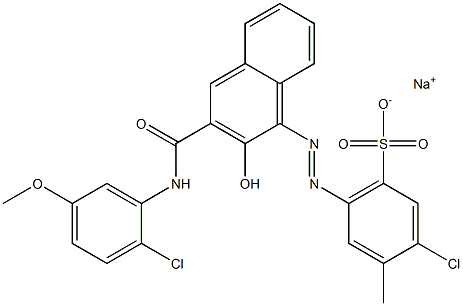 3-Chloro-4-methyl-6-[[3-[[(2-chloro-5-methoxyphenyl)amino]carbonyl]-2-hydroxy-1-naphtyl]azo]benzenesulfonic acid sodium salt Struktur