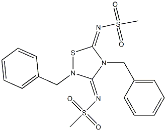 2,4-Dibenzyl-3,5-bis(methylsulfonylimino)-1,2,4-thiadiazolidine Struktur