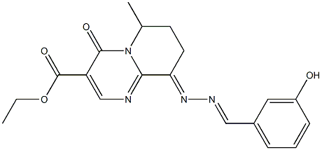 9-[2-(3-Hydroxybenzylidene)hydrazono]-6-methyl-6,7,8,9-tetrahydro-4-oxo-4H-pyrido[1,2-a]pyrimidine-3-carboxylic acid ethyl ester Struktur