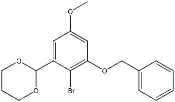 1-Bromo-2-(1,3-dioxan-2-yl)-4-methoxy-6-benzyloxybenzene Struktur