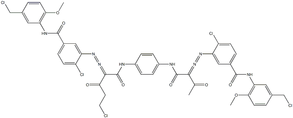 3,3'-[2-(Chloromethyl)-1,4-phenylenebis[iminocarbonyl(acetylmethylene)azo]]bis[N-[3-(chloromethyl)-6-methoxyphenyl]-4-chlorobenzamide] Struktur