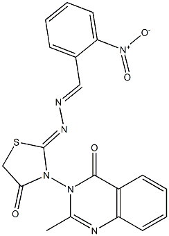 2-Nitrobenzaldehyde [3-[(3,4-dihydro-2-methyl-4-oxoquinazolin)-3-yl]-4-oxothiazolidin-2-ylidene]hydrazone Struktur