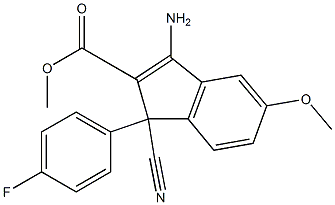 3-Amino-1-cyano-5-methoxy-1-(4-fluorophenyl)-1H-indene-2-carboxylic acid methyl ester Struktur