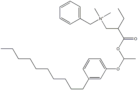 N,N-Dimethyl-N-benzyl-N-[2-[[1-(3-decylphenyloxy)ethyl]oxycarbonyl]butyl]aminium Struktur