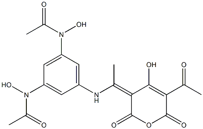 (3Z)-5-Acetyl-4-hydroxy-3-[1-[3,5-bis(hydroxyacetylamino)phenylamino]ethylidene]-2H-pyran-2,6(3H)-dione Struktur