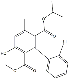 3-Hydroxy-5-methyl-2'-chloro-1,1'-biphenyl-2,6-dicarboxylic acid 2-methyl 6-isopropyl ester Struktur