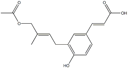 (E)-3-[4-Hydroxy-5-[(E)-4-acetoxy-3-methyl-2-butenyl]phenyl]acrylic acid Struktur