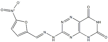 3-[2-(5-Nitrofurfurylidene)hydrazino]pyrimido[4,5-e]-1,2,4-triazine-6,8(5H,7H)-dione Struktur