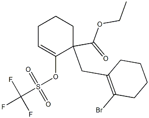 1-[(2-Bromo-1-cyclohexenyl)methyl]-2-(trifluoromethylsulfonyloxy)-2-cyclohexene-1-carboxylic acid ethyl ester Struktur