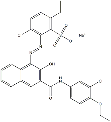 3-Chloro-6-ethyl-2-[[3-[[(3-chloro-4-ethoxyphenyl)amino]carbonyl]-2-hydroxy-1-naphtyl]azo]benzenesulfonic acid sodium salt Struktur