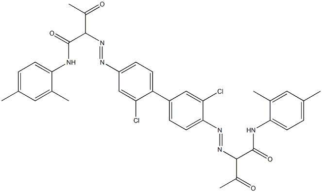 4,4'-Bis[[1-(2,4-dimethylphenylamino)-1,3-dioxobutan-2-yl]azo]-2,3'-dichloro-1,1'-biphenyl Struktur