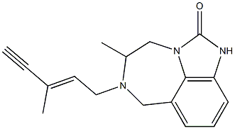 4,5,6,7-Tetrahydro-5-methyl-6-[(E)-3-methyl-2-penten-4-ynyl]imidazo[4,5,1-jk][1,4]benzodiazepin-2(1H)-one Struktur