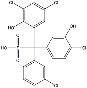 (3-Chlorophenyl)(4-chloro-3-hydroxyphenyl)(3,5-dichloro-2-hydroxyphenyl)methanesulfonic acid Struktur