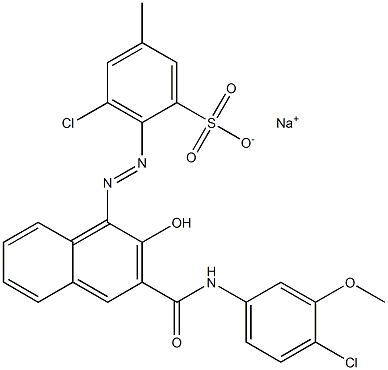 3-Chloro-5-methyl-2-[[3-[[(4-chloro-3-methoxyphenyl)amino]carbonyl]-2-hydroxy-1-naphtyl]azo]benzenesulfonic acid sodium salt Struktur