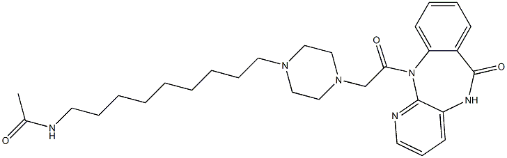 5,11-Dihydro-11-[[4-(9-acetylaminononyl)-1-piperazinyl]acetyl]-6H-pyrido[2,3-b][1,4]benzodiazepin-6-one Struktur