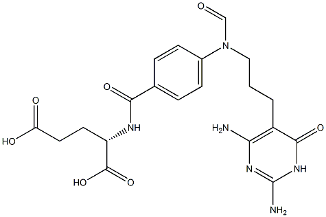 N-[4-[[3-[(2,4-Diamino-1,6-dihydro-6-oxopyrimidin)-5-yl]propyl]formylamino]benzoyl]-L-glutamic acid Struktur