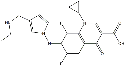 1-Cyclopropyl-7-[3-[(ethylamino)methyl]pyrrolizino]-6,8-difluoro-1,4-dihydro-4-oxo-3-quinolinecarboxylic acid Struktur