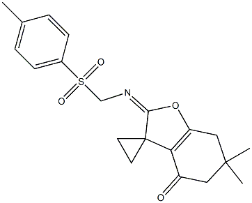 6,6-Dimethyl-2-(tosylmethylimino)-6,7-dihydrospiro[benzofuran-3(2H),1'-cyclopropan]-4(5H)-one Struktur