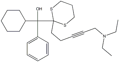 Cyclohexyl(phenyl)[2-[5-diethylamino-3-pentynyl]-1,3-dithian-2-yl]methanol Struktur