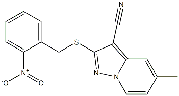 2-[[(2-Nitrophenyl)methyl]thio]-5-methyl-pyrazolo[1,5-a]pyridine-3-carbonitrile Struktur