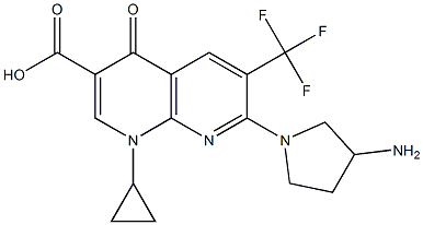 6-(Trifluoromethyl)-1,4-dihydro-1-cyclopropyl-4-oxo-7-(3-aminopyrrolidin-1-yl)-1,8-naphthyridine-3-carboxylic acid Struktur