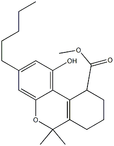 1-Hydroxy-3-pentyl-6,6-dimethyl-7,8,9,10-tetrahydro-6H-dibenzo[b,d]pyran-10-carboxylic acid methyl ester Struktur