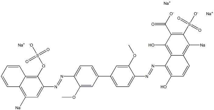 1,7-Dihydroxy-8-[[4'-[(1-hydroxy-4-sodiosulfo-2-naphthalenyl)azo]-3,3'-dimethoxy-1,1'-biphenyl-4-yl]azo]-4-sodiosulfonaphthalene-2-carboxylic acid sodium salt Struktur