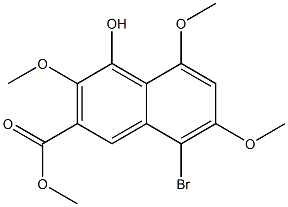 8-Bromo-4-hydroxy-3,5,7-trimethoxynaphthalene-2-carboxylic acid methyl ester Struktur