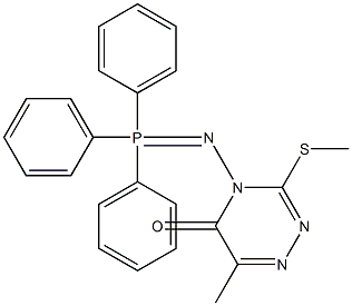 4-[(Triphenylphosphoranylidene)amino]-3-(methylthio)-6-methyl-1,2,4-triazin-5(4H)-one Struktur